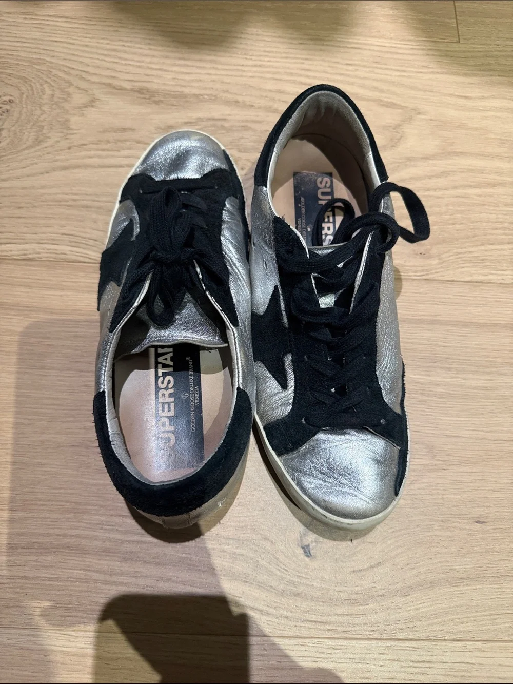 Golden Goose Silver and Black Superstar Sneakers - Picture 7 of 7